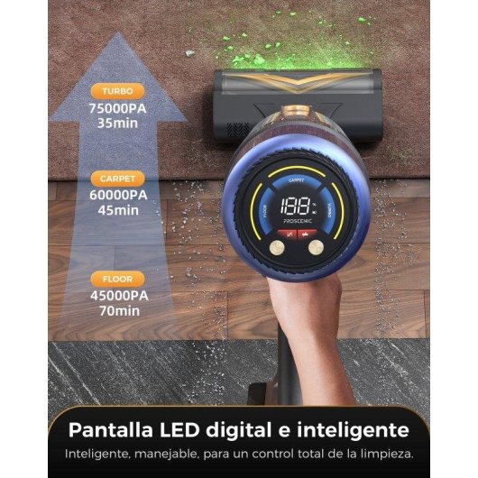 Aspiradora sin bolsa Proscenic PU15 650W 75 kPa 70 min Antienredos HEPA H12