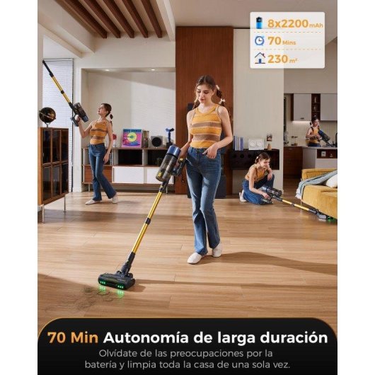 Aspiradora sin bolsa Proscenic PU15 650W 75 kPa 70 min Antienredos HEPA H12