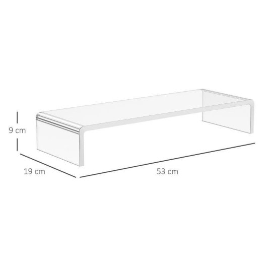 Aosom Supporto Monitor Acrilico Trasparente 53x19x9 cm Max 30Kg