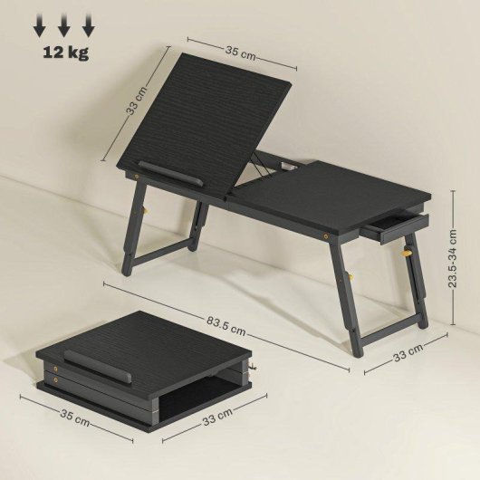 Aosom Supporto Monitor Inclinabile e Regolabile con Cassetto Laterale in Legno per Scrivania