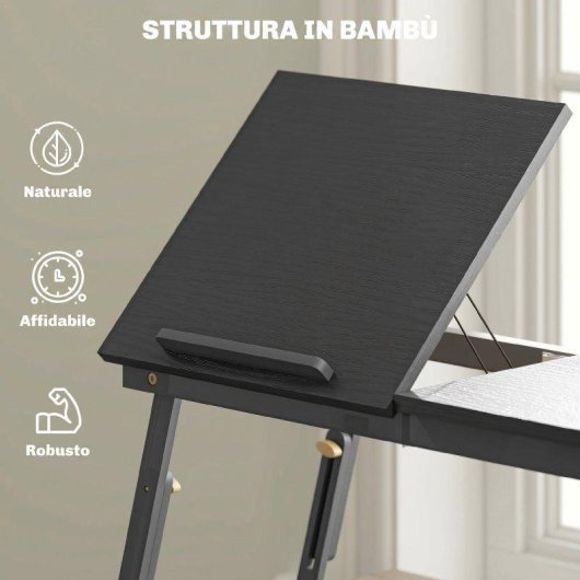Aosom Supporto Monitor Inclinabile e Regolabile con Cassetto Laterale in Legno per Scrivania
