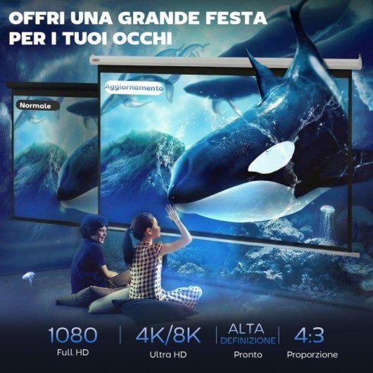 Aosom Telo Proiettore Motorizzato 84" Formato 4:3 con Telecomando