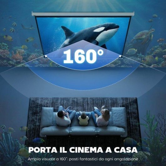 Aosom Telo Proiettore Motorizzato 84" Formato 4:3 con Telecomando