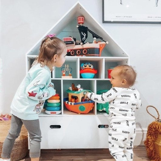 Libreria Aosom 82x30x126cm Bianco Azzurro Rosa