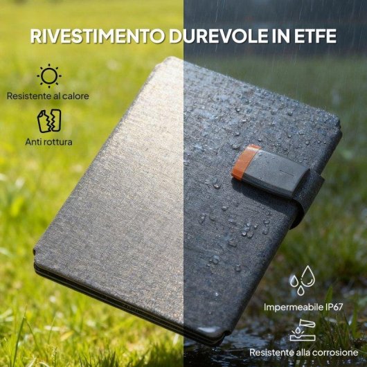 Pannello Solare Aosom 36W – 1 porta USB-C – Pieghevole – Resistenza IP67