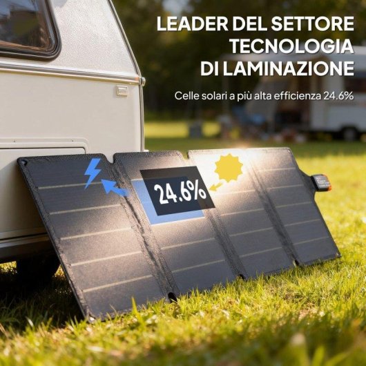 Pannello Solare Aosom 36W – 1 porta USB-C – Pieghevole – Resistenza IP67