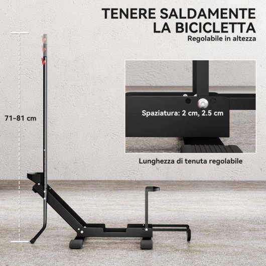Supporto bici regolabile Aosom 75x41x71-81 cm nero