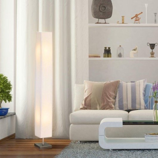 Lampada Da Terra Aosom Design Moderna Tessuto 14x14x120cm Bianco