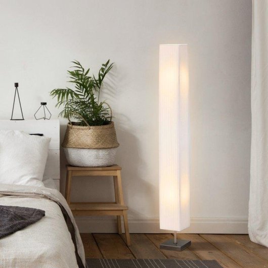 Lampada Da Terra Aosom Design Moderna Tessuto 14x14x120cm Bianco