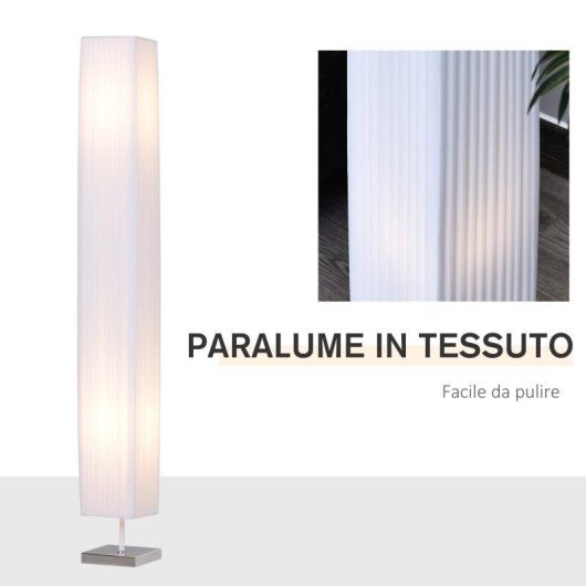 Lampada Da Terra Aosom Design Moderna Tessuto 14x14x120cm Bianco