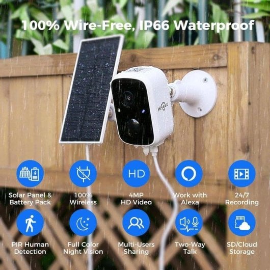 Videocamere di sorveglianza OVO 4MP 2K Visione Notturna Esterna IA Allarme Pannello Solare Audio Bidirezionale