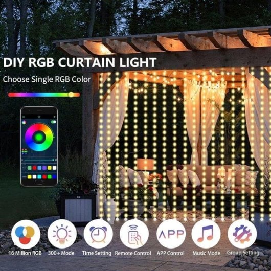 Rideau lumineux intelligent OVO DIY 400 LED RGB contrôle application