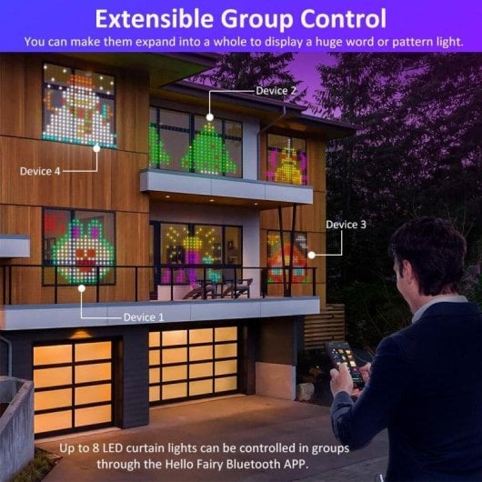 Rideau lumineux intelligent OVO DIY 400 LED RGB contrôle application