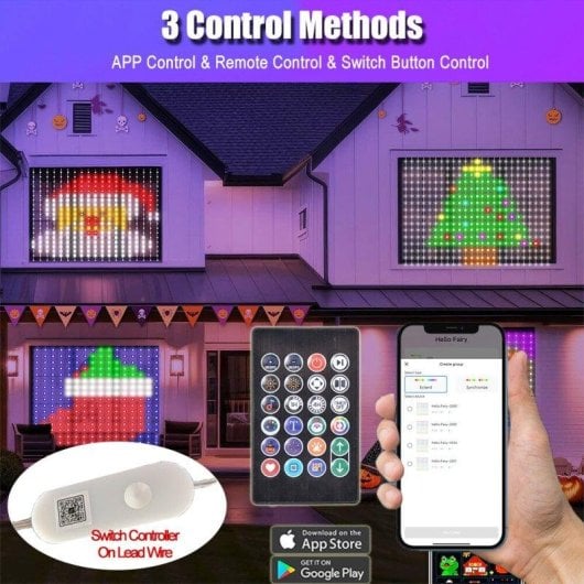Rideau lumineux intelligent OVO DIY 400 LED RGB contrôle application