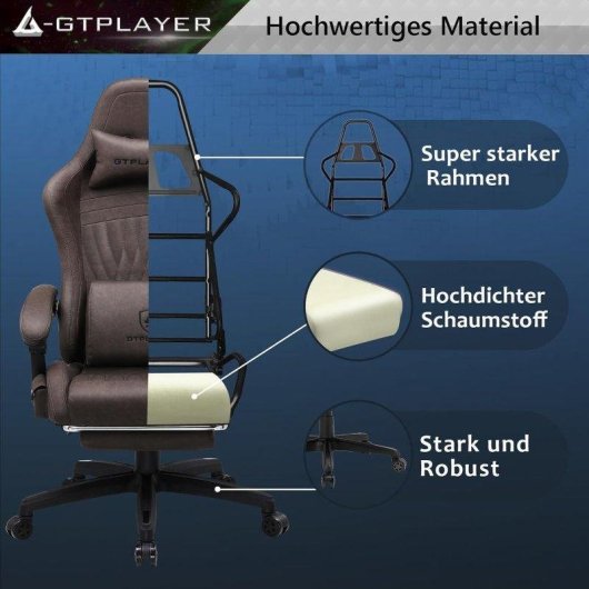 Cadeira Gaming GTPLAYER Ergonomica Reposapiés Altifalantes