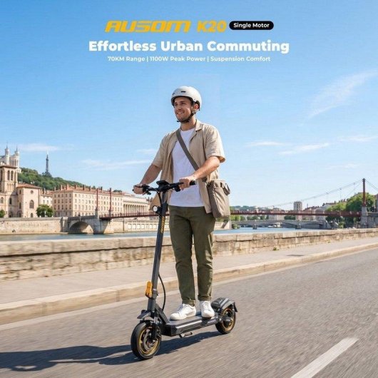 Patinete eléctrico Ausom K20 48V 13,5Ah Autonomía 70km Suspensión Luz Gris oscuro