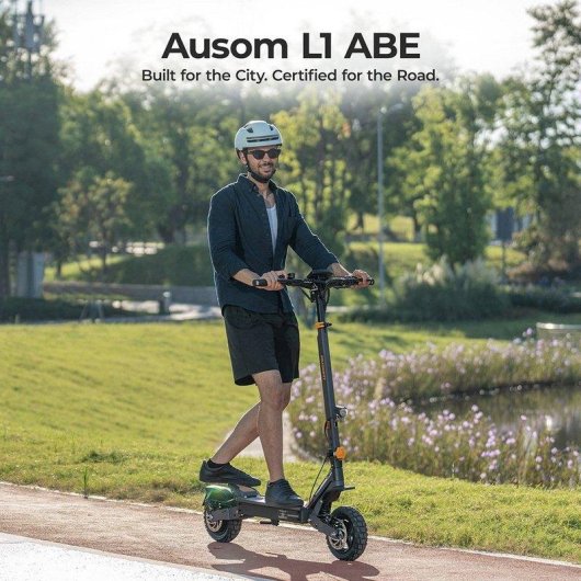 Patinete elétrico Ausom L1 ABE 500W Autonomia 70km Suspensão 10" Cinzento Amarelo