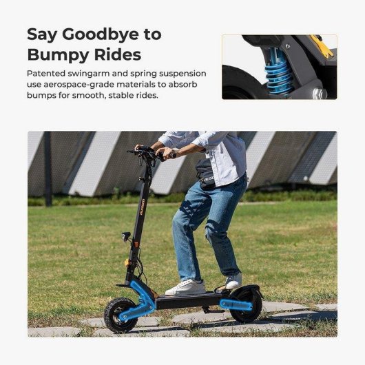 Patinete elétrico Ausom L1 ABE 500W Autonomia 70km Suspensão 10" Cinzento Amarelo