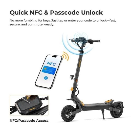 Patinete elétrico Ausom L1 ABE 500W Autonomia 70km Suspensão 10" Cinzento Amarelo