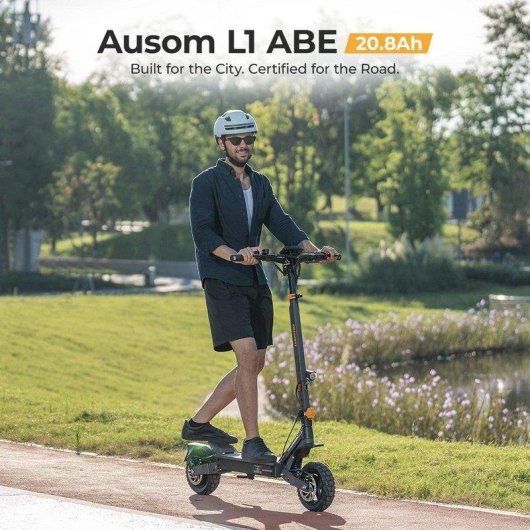 Patinete électrique Ausom L1 ABE 500W Autonomie 90km Suspension 10" Gris