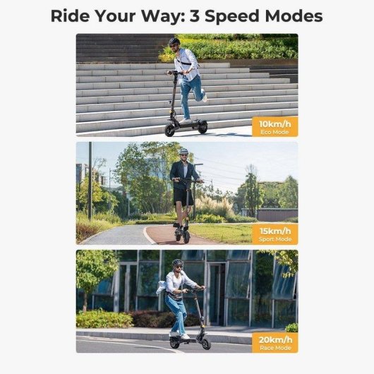 Patinete électrique Ausom L1 ABE 500W Autonomie 90km Suspension 10" Gris