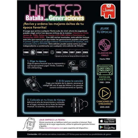 Juego de mesa musical Hitster Batalla Entre Generaciones 420+ canciones