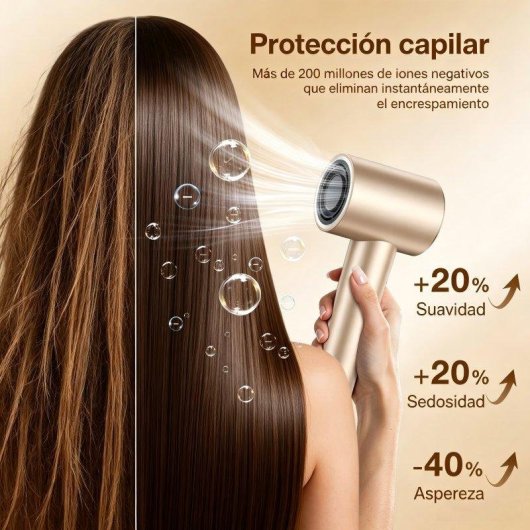 Secador de Cabelo Iónico Inteligente Teendow My78pa 110000 RPM 4 Temperaturas 3 Velocidades Ecrã Táctil Dourado
