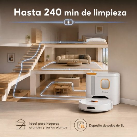 Robot Aspirador Teendow 6000 Pa con Autovaciado Navegación LDS Wifi Control por Voz