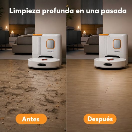 Robot Aspirador Teendow 6000 Pa con Autovaciado Navegación LDS Wifi Control por Voz
