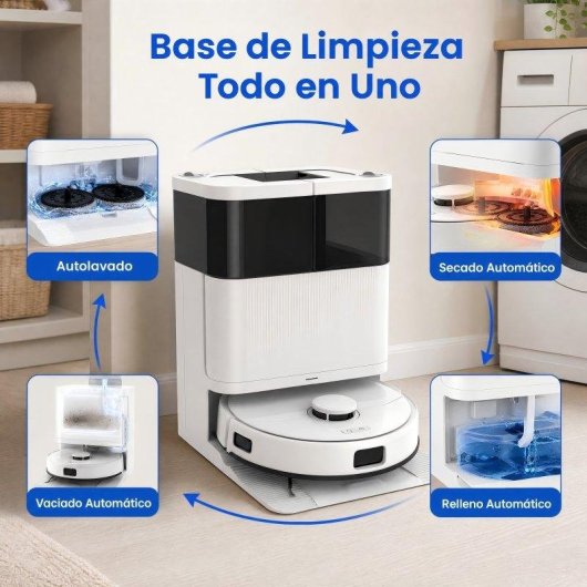 Aspirador Robô com Mopa Teendow D63s Ultra Com Esvaziamento Automático Navegação LDS 10.000 Pa