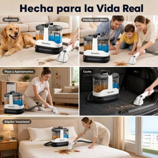 Aspirador de Estofos Teendow 450W 13000PA Duplo Depósito 1000ml+550ml
