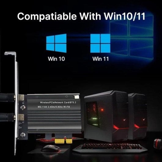 Placa Rede OVO MT7922 PCIe 5400 Mbps Wi-Fi 6E Tribanda Bluetooth 5.3