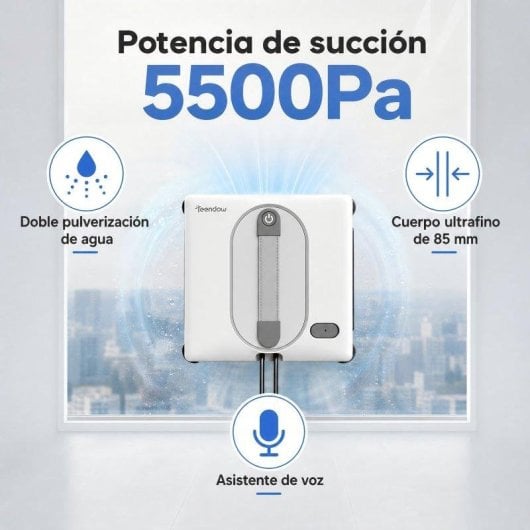 Robot nettoyeur vitres Teendow Hw-225 5500Pa Pulverisation Double Bidirectionnelle 85mm