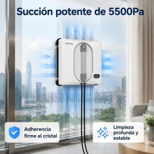 Robot nettoyeur vitres Teendow Hw-225 5500Pa Pulverisation Double Bidirectionnelle 85mm