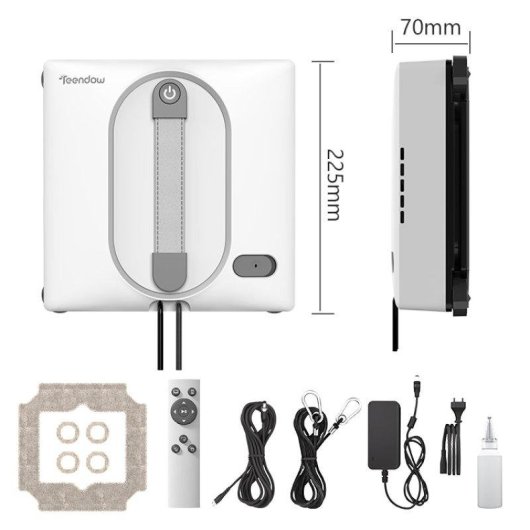 Robot nettoyeur vitres Teendow Hw-225 5500Pa Pulverisation Double Bidirectionnelle 85mm