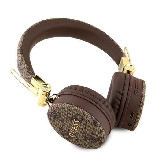 Auriculares Guess Bluetooth sem fios Logo 4G clássico castanho
