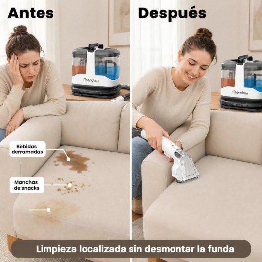 Aspiradora de Tapicerías Teendow Limpiador 450W 13Kpa Doble Depósito 1000ml