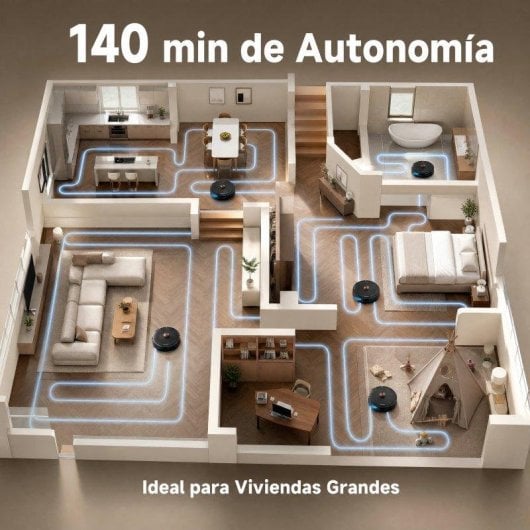 Robot Aspirador Teendow 4500 Pa Navegación LiDAR 360° Fregado 2 en 1 140 Min