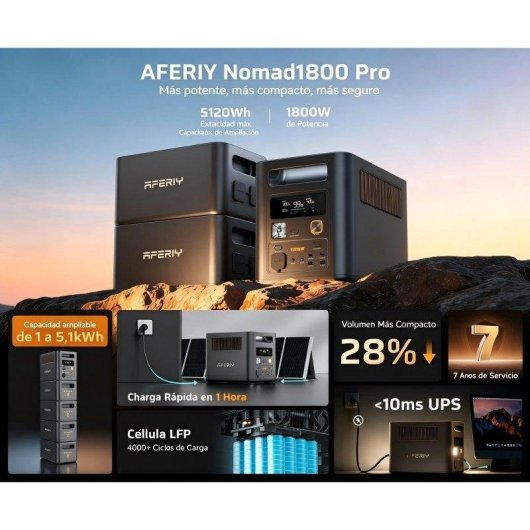 Station d’énergie AFERIY Nomad1800 1024Wh 9 ports AC, USB, DC Batterie LiFePO4 Contrôle App