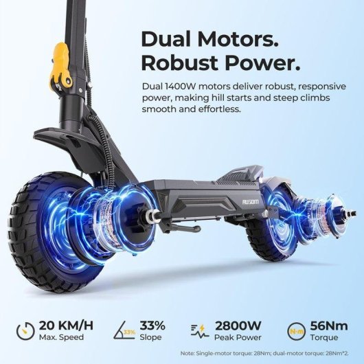 Patinete électrique Ausom Gosoul 2 Pro 48V 18Ah Autonomie 90km Suspension LCD Gris