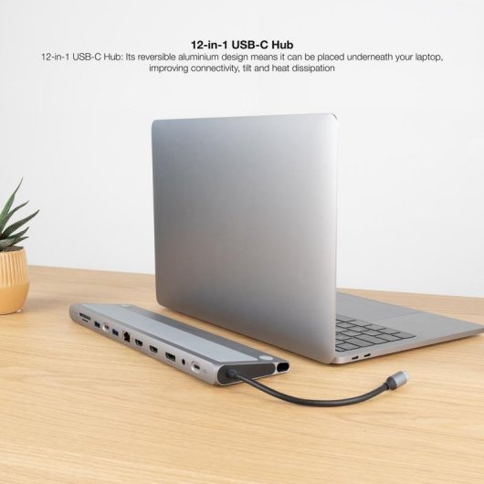 HUB USB-C 12 en 1 Nanocable HDMI 4K DisplayPort Ethernet USB 3.0 PD 100W