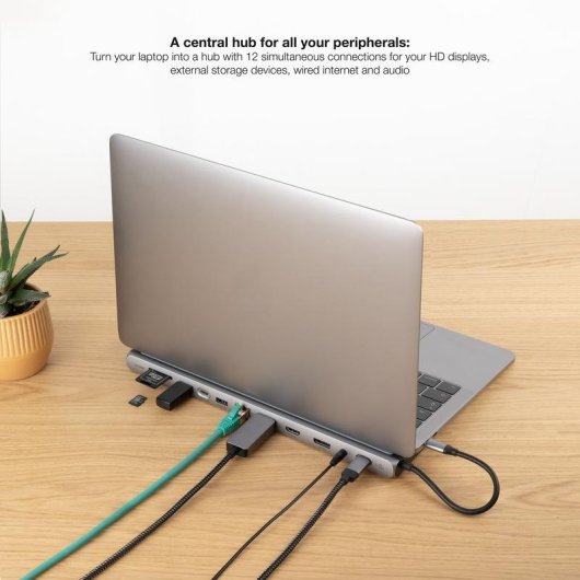 HUB USB-C 12 en 1 Nanocable HDMI 4K DisplayPort Ethernet USB 3.0 PD 100W