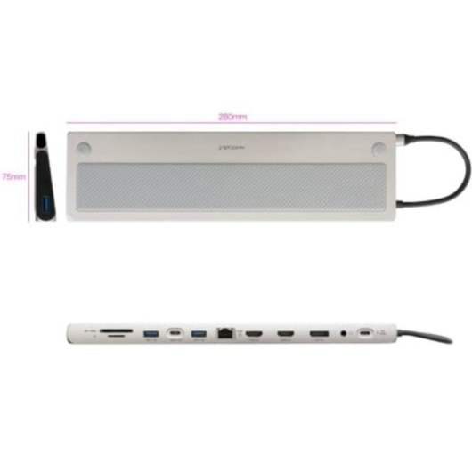 HUB USB-C 12 en 1 Nanocable HDMI 4K DisplayPort Ethernet USB 3.0 PD 100W