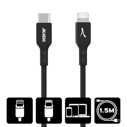 Cable Akashi ALTCABLITCBLK USB-C para Lightning reforçado