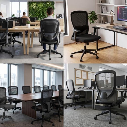 Chaise de bureau IGGUAL Ergoline EN1335 avec base à 5 roulettes et réglage hauteur