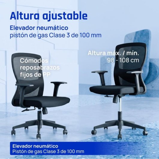 Chaise de bureau IGGUAL Ergoline EN1335 avec base à 5 roulettes et réglage hauteur
