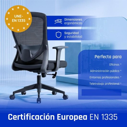 Chaise de bureau IGGUAL Ergoline EN1335 avec base à 5 roulettes et réglage hauteur