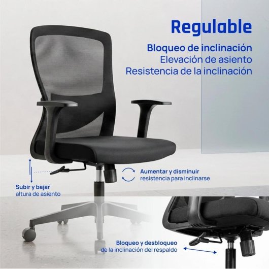 Chaise de bureau IGGUAL Ergoline EN1335 avec base à 5 roulettes et réglage hauteur