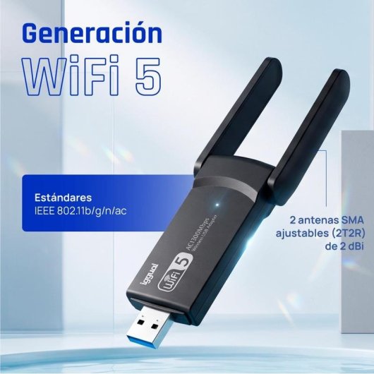Scheda di Rete IGGUAL Adattatore USB Wifi 1300 Mbps USB 3.2 Dual Band 2.4G/5G