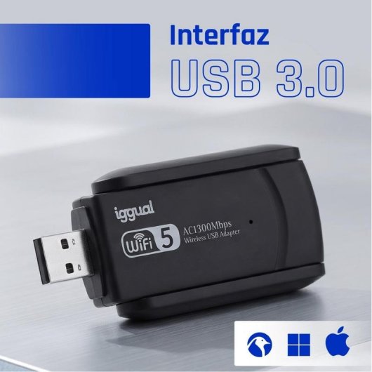 Scheda di Rete IGGUAL Adattatore USB Wifi 1300 Mbps USB 3.2 Dual Band 2.4G/5G